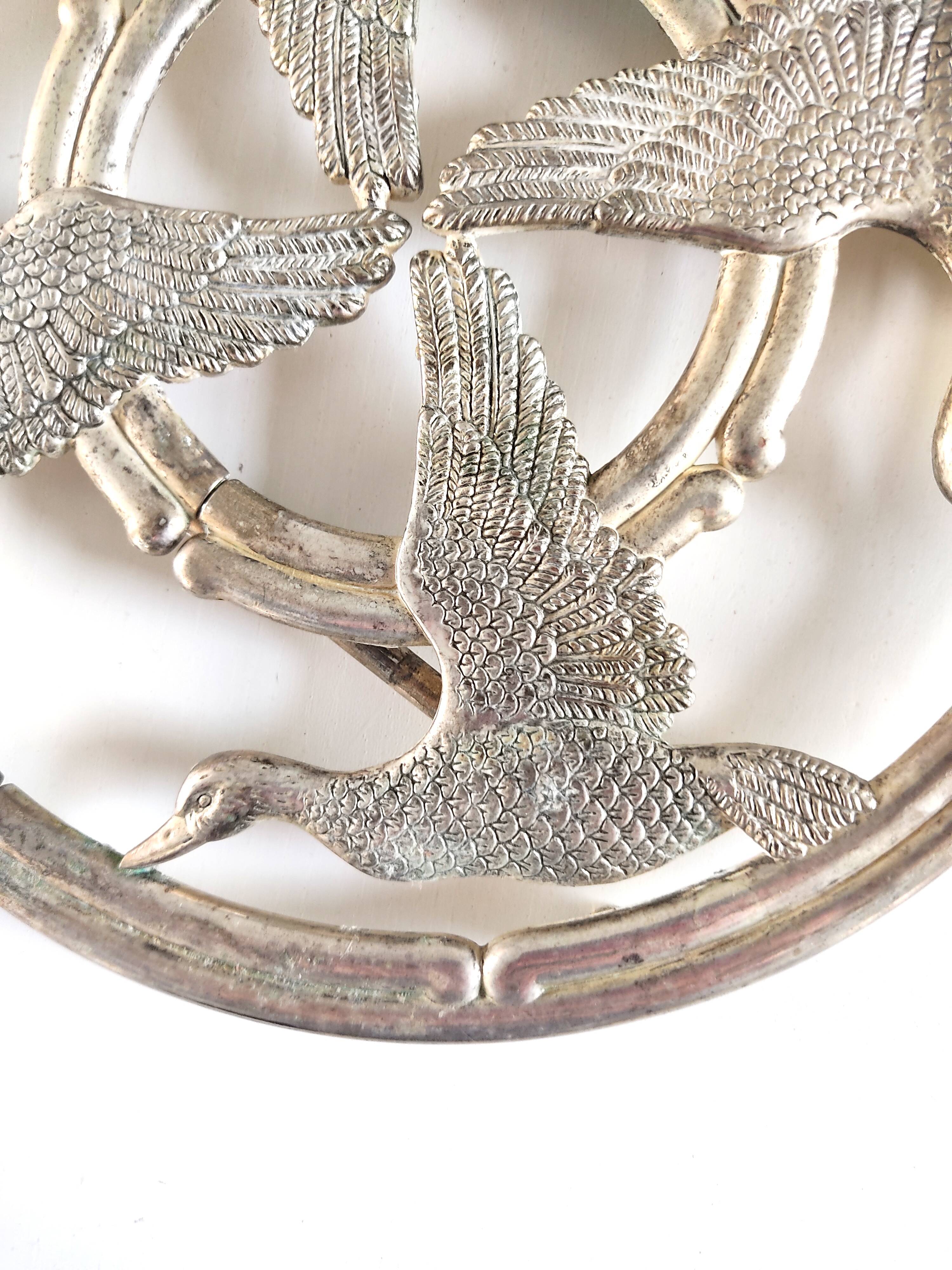 Silea silver metal duck trivet