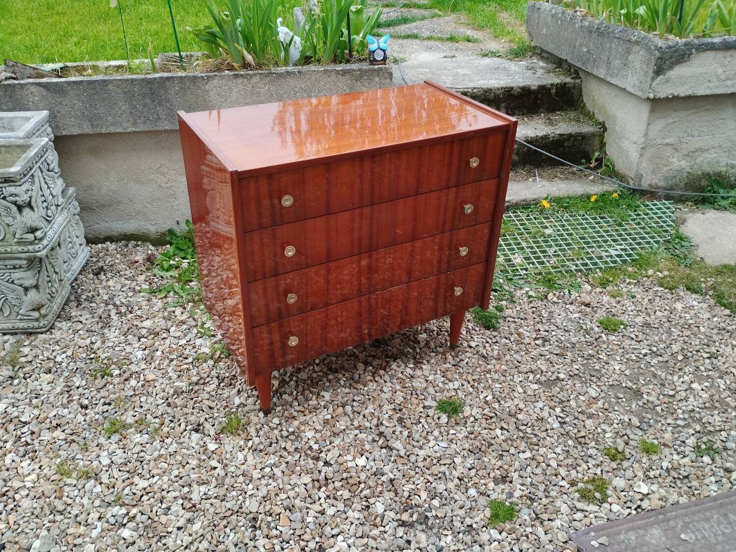 Old vintage chest of drawers with compass foot