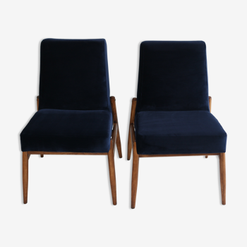 Pair of 70s navy blue armchairs