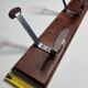 Wall-mounted coat rack in wood and metal, 4 hooks, industrial style, 100 cm