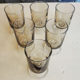 6 anciens verres à digestif luminarc fumé h7 cm