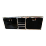 1970s sideboard in chrome and black lacquer