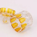 Small amber and transparent crystal pot with lid from the Val Saint-Lambert Luxval Art Deco collection.