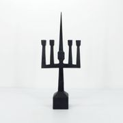Brutalist candelabra in black forged steel 1950