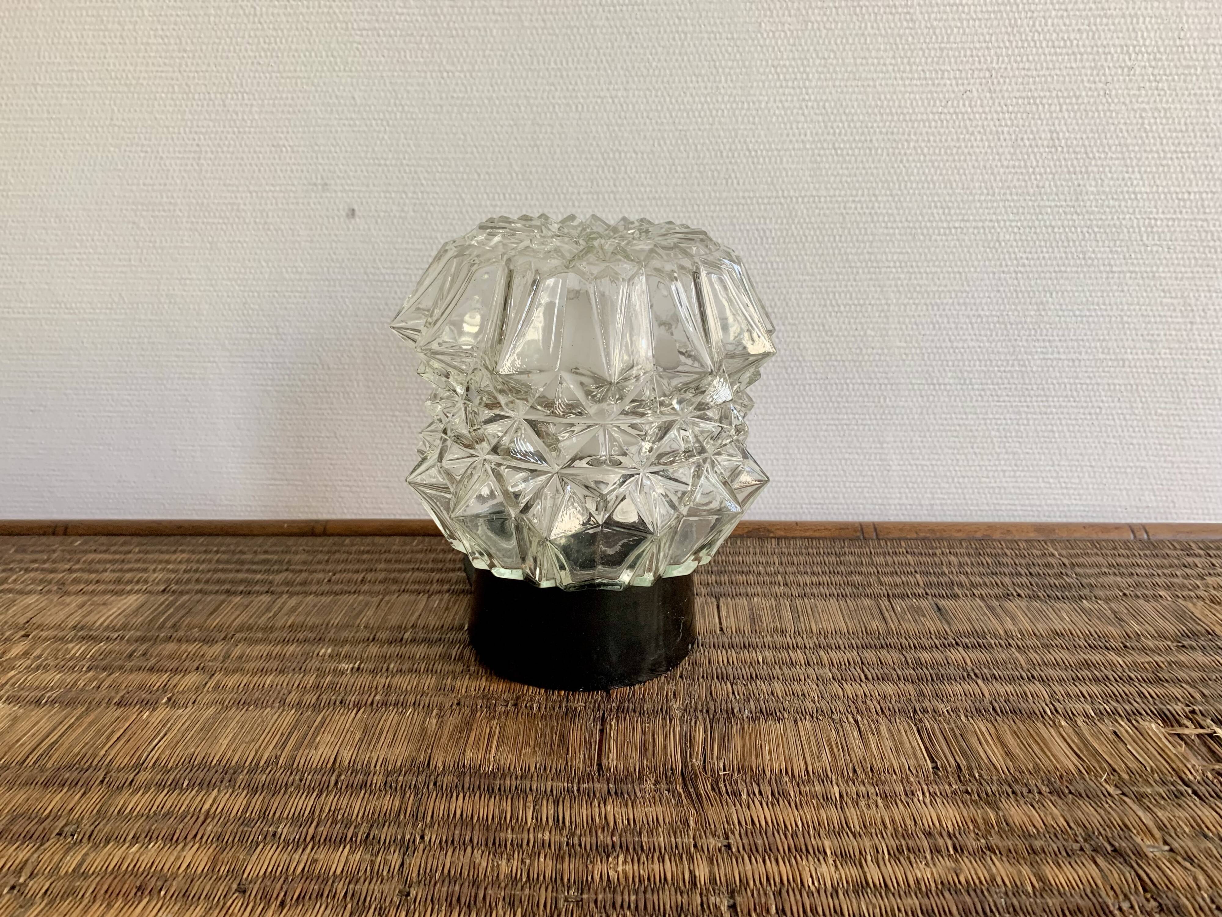 Diamond-point molded glass ceiling light, 1960