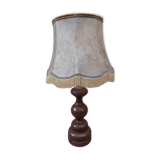 Vintage wooden lamp with fringed shade