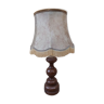 Lampe vintage en bois et abat jour à franges