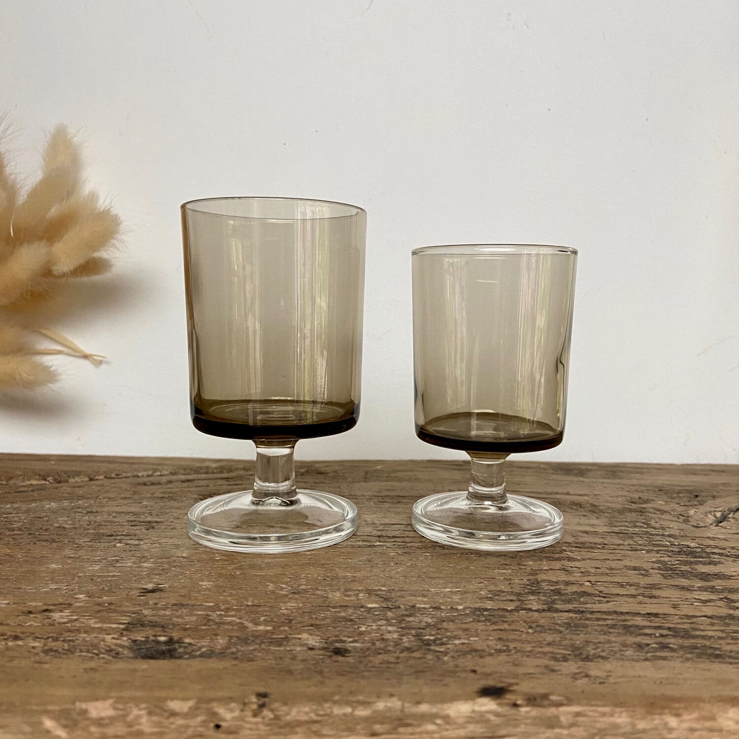 4 small luminarc smoked glasses