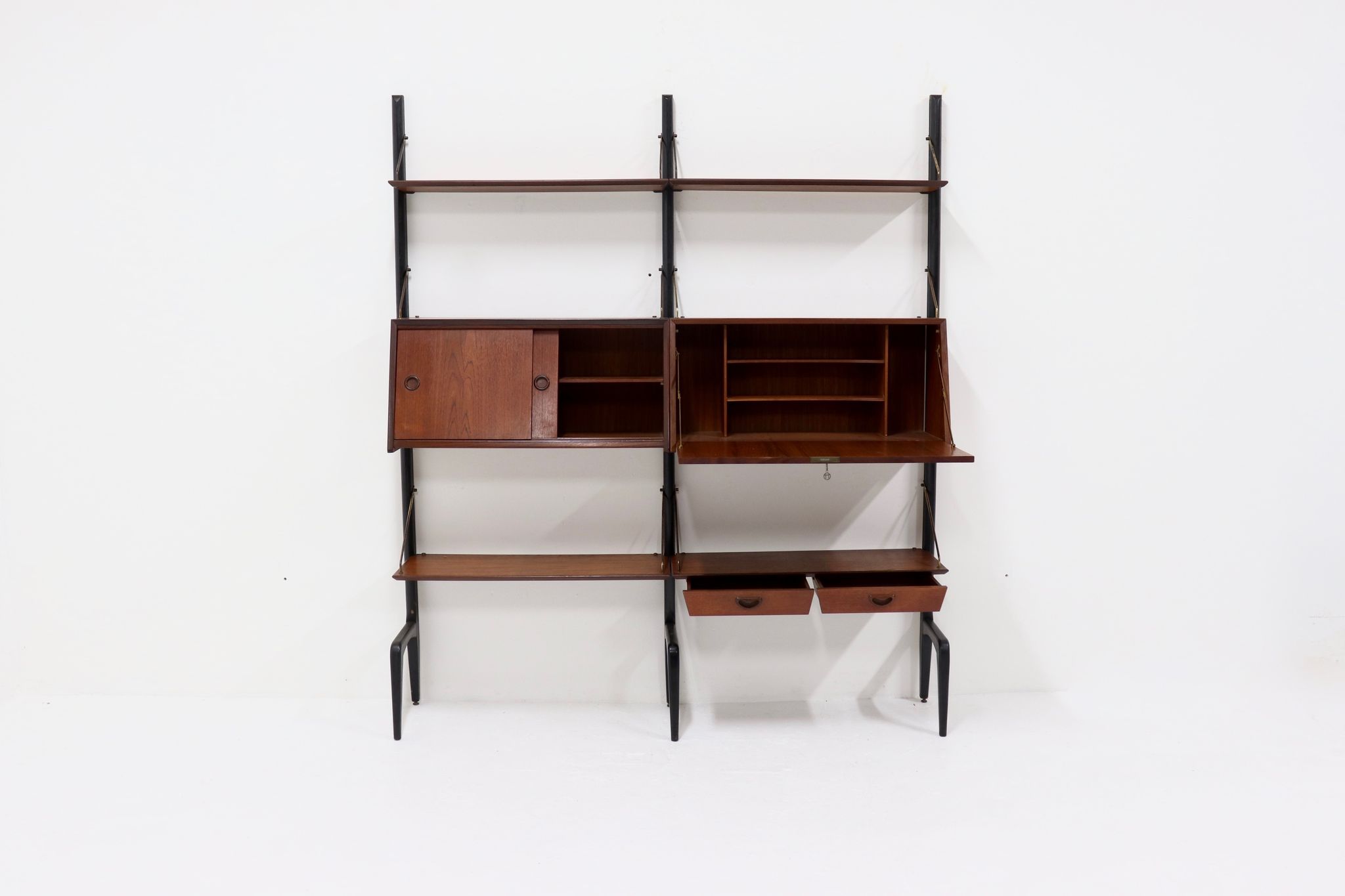Teak Wall Unit by Louis van Teeffelen for WeBe 1950's