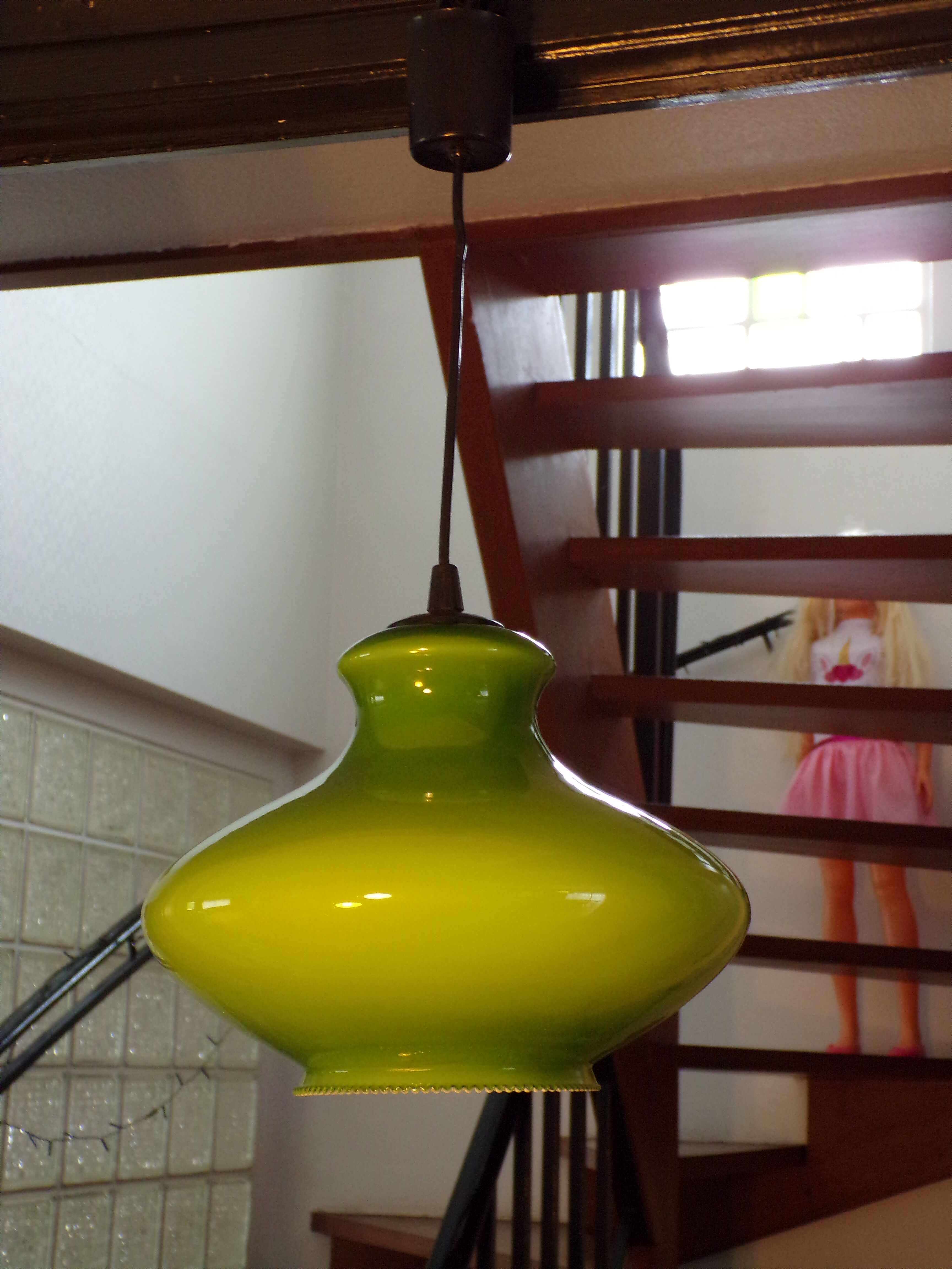 Green opaline pendant lamp 1970
