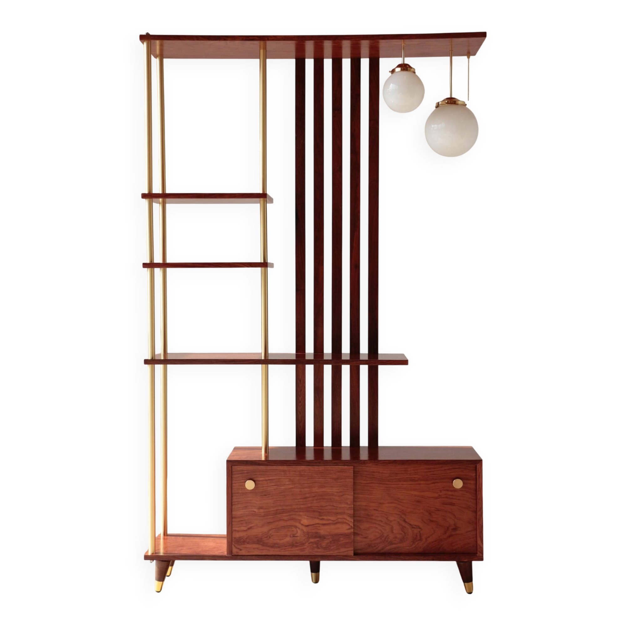 Illuminated Room Divider - Rosewood & Brass