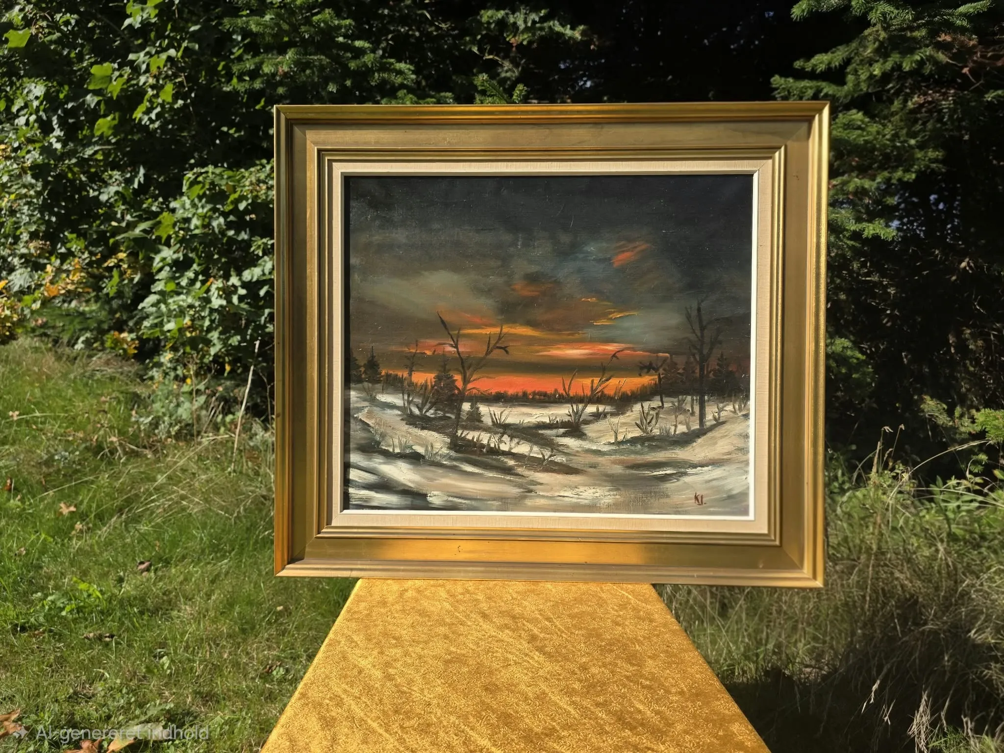 Vintage Winter Landscape Oil Painting