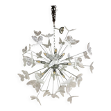 Contemporary White Butterfly Murano Glass Sputnik Chandelier