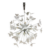 Contemporary White Butterfly Murano Glass Sputnik Chandelier