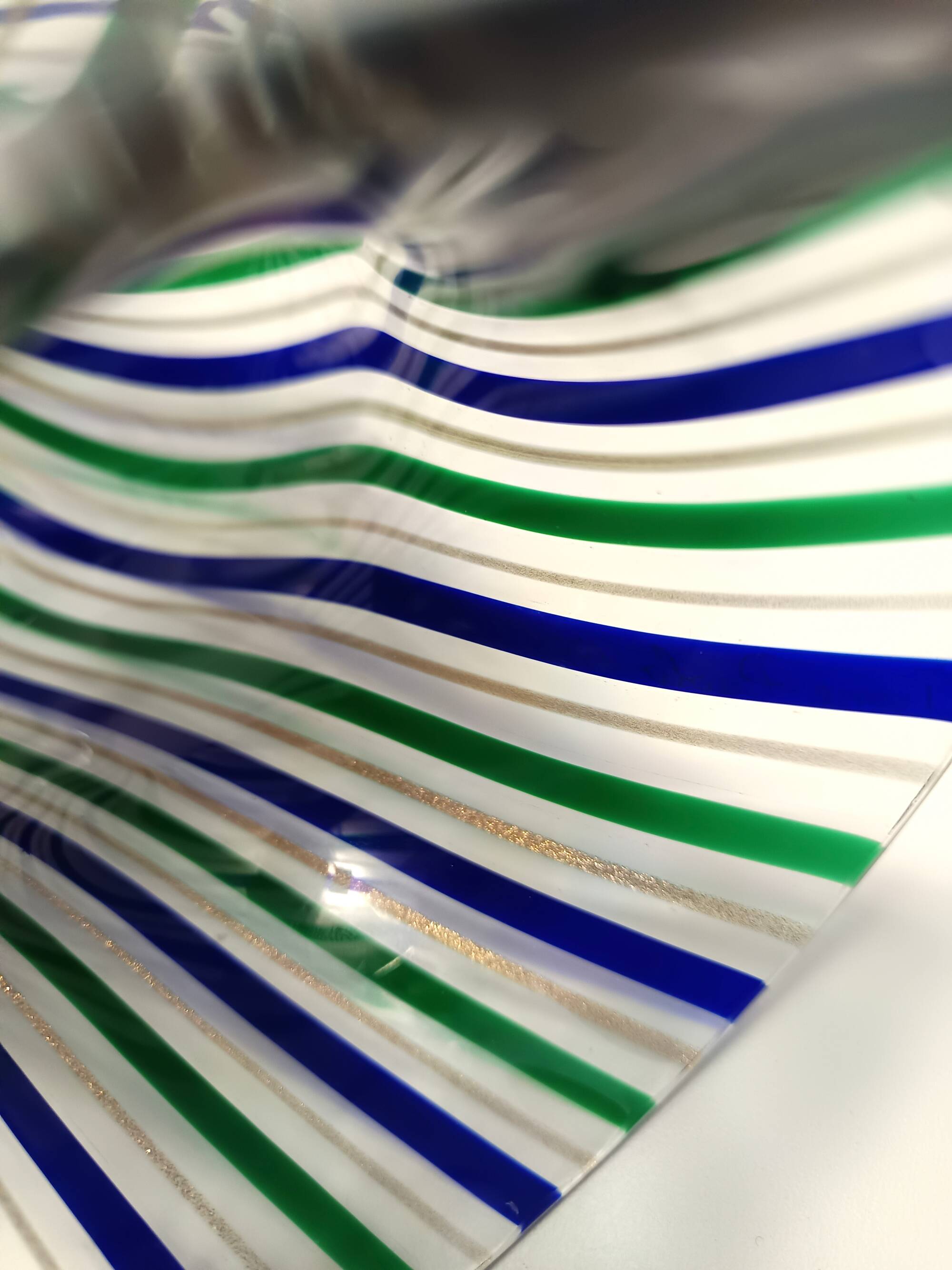 Green, Blue, Bronze and Clear Murano Glass Vase by Irene Paolo, Italy 1990s