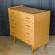 Light wood chest of drawers 4 drawers 1960 Spindle legs