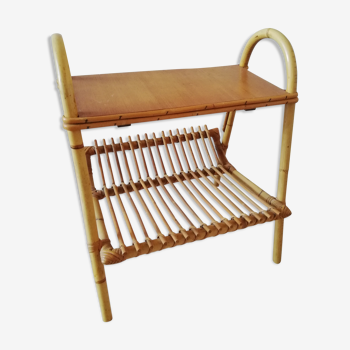 Rattan magazines rack with tray