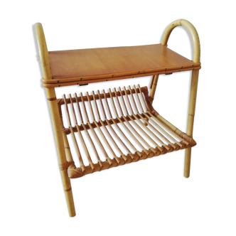 Rattan magazines rack with tray