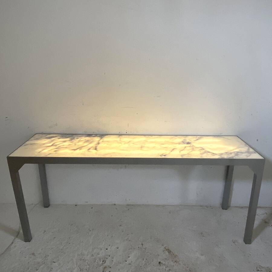 Metal and Carrara marble console