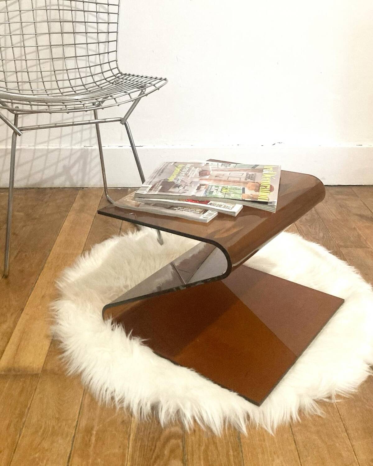 Smoked Plexiglas magazine holder Michel Dumas