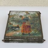 Barber triptych with chain and watercolours mirror 14x44cm