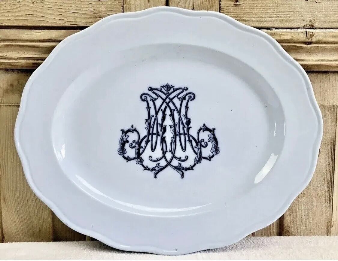 Old large oval dish Brown Westhead Moore & co monogram XIX