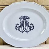Ancien grand plat ovale Brown Westhead Moore & co monogramme XIX