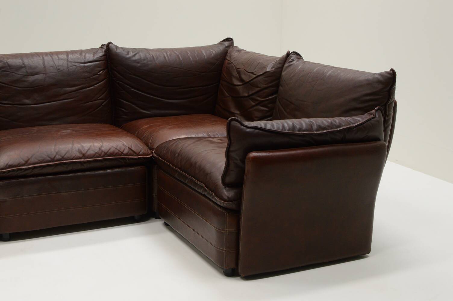 Large leather modular sofa, 1970s Germany
