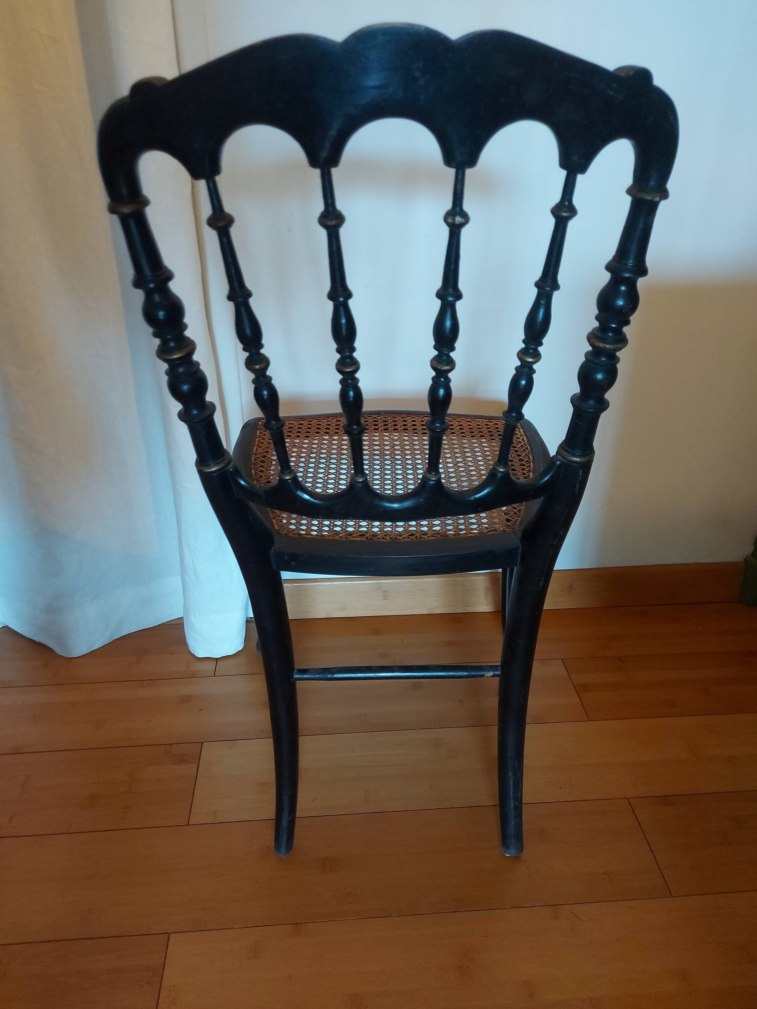 Chaise Napoleon III authentique assise cannage