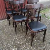 Set of 6 vintage black leatherette bistro chairs