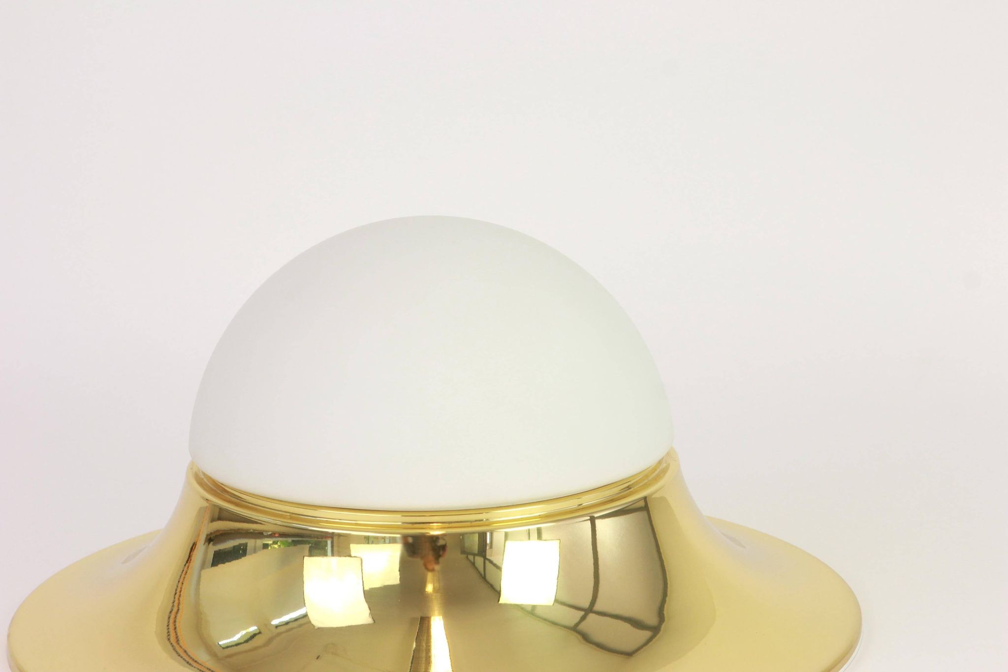UFO ceiling lights in brass and glass, Limburg, Germany, 1970s.