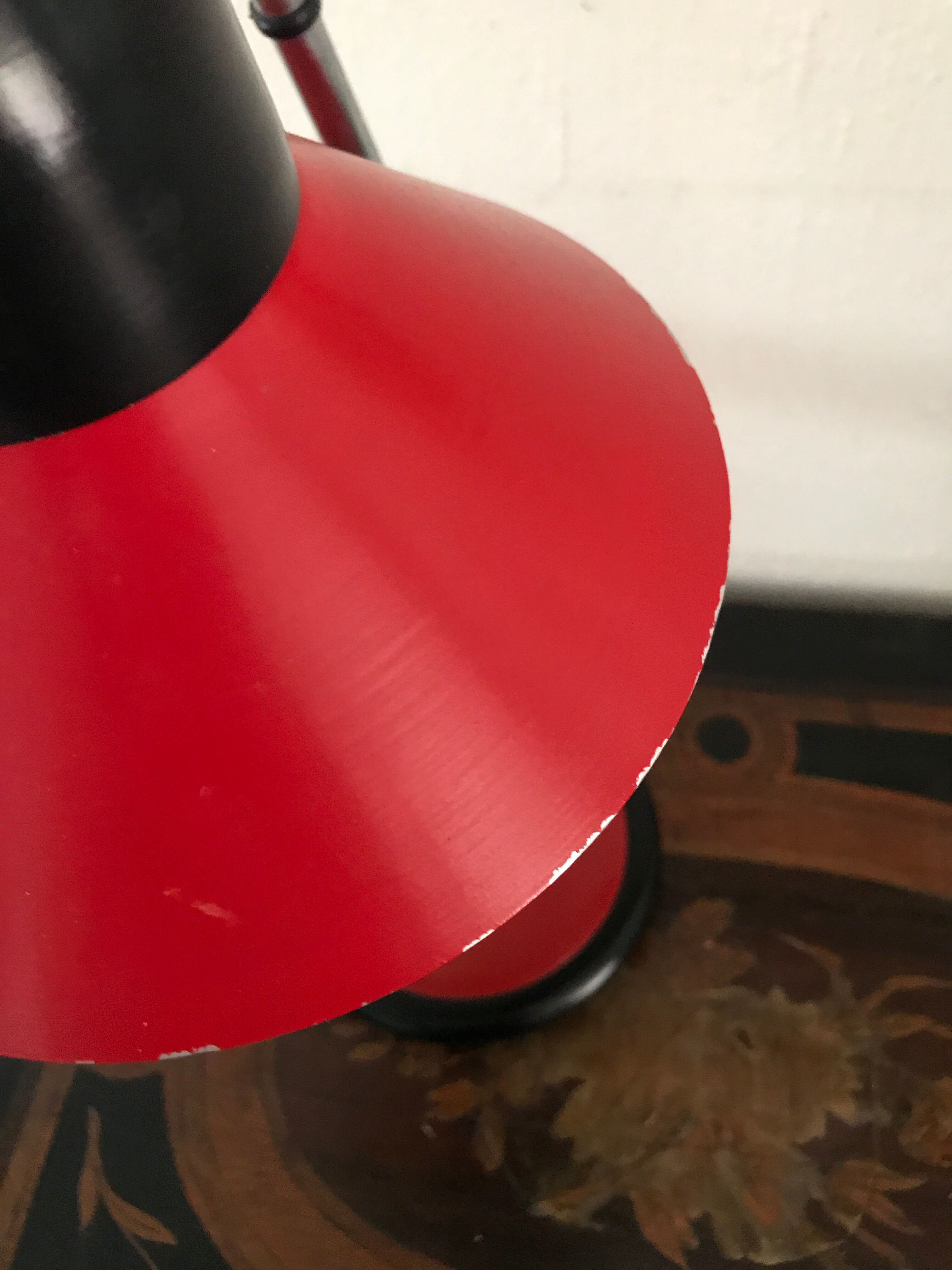 Vintage red articulated office lamp
