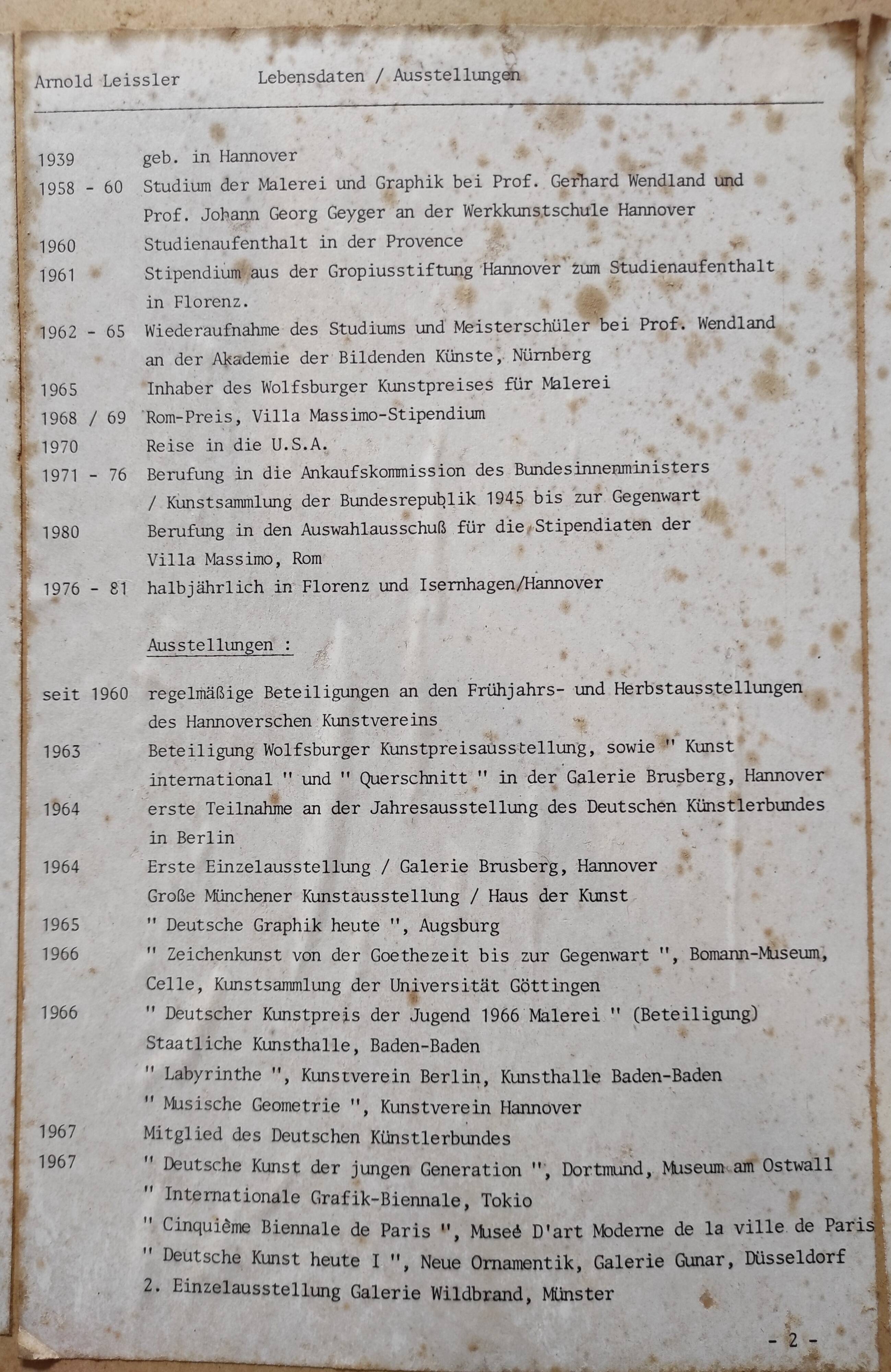 Lithograph of Arnold Leissler, 1981