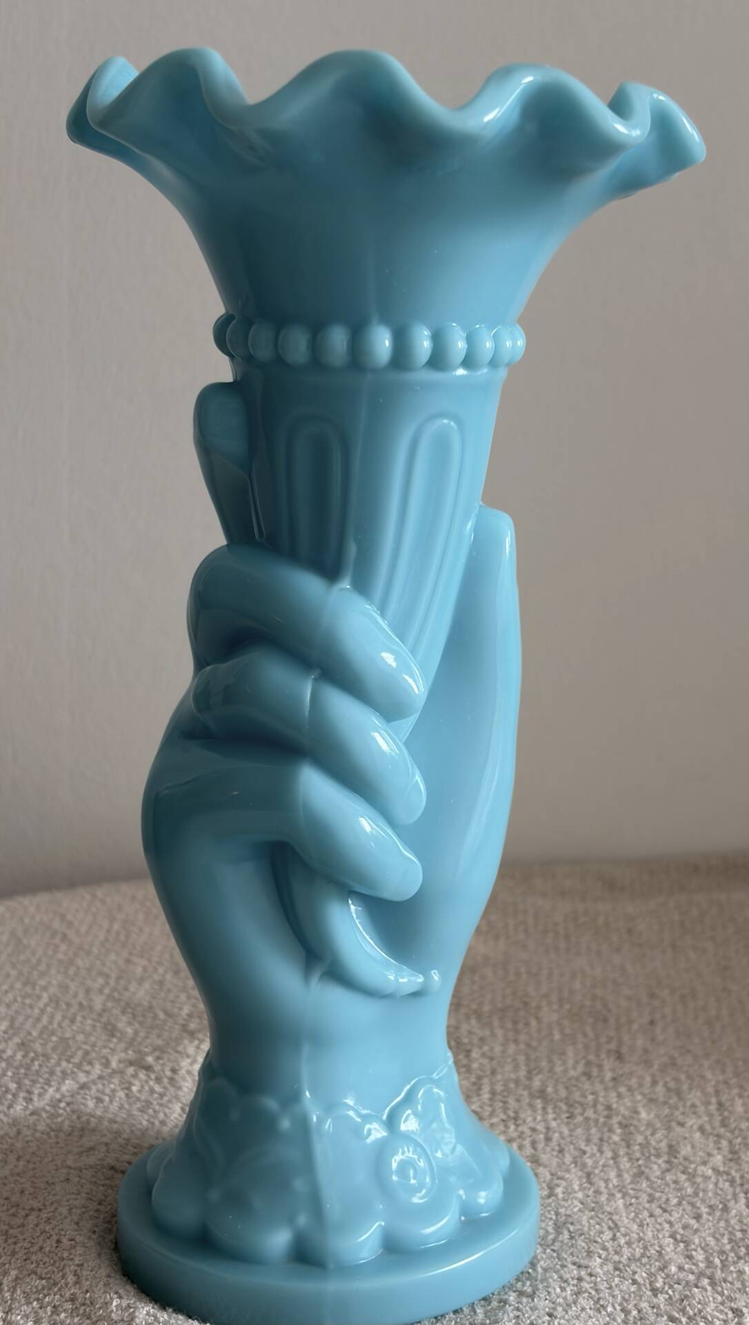 Antique Blue Opaline Hand Vase – Portieux Vallerysthal