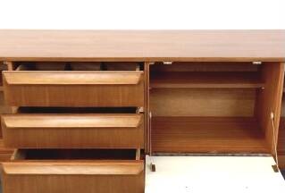 Vintage Scandinavian sideboard, Sleigh sideboard