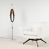 Goffredo Reggiani, Lampadaire En Acier, Marbre, Verre Acrylique Et Cuivre. Italie, C.1960