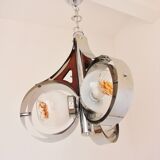 Mazzega Murano pendant lamp, Italy, 1970s – chrome and art glass