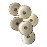 6 soup plates, ironstone from Longchamp, Arlette pattern, 1950s