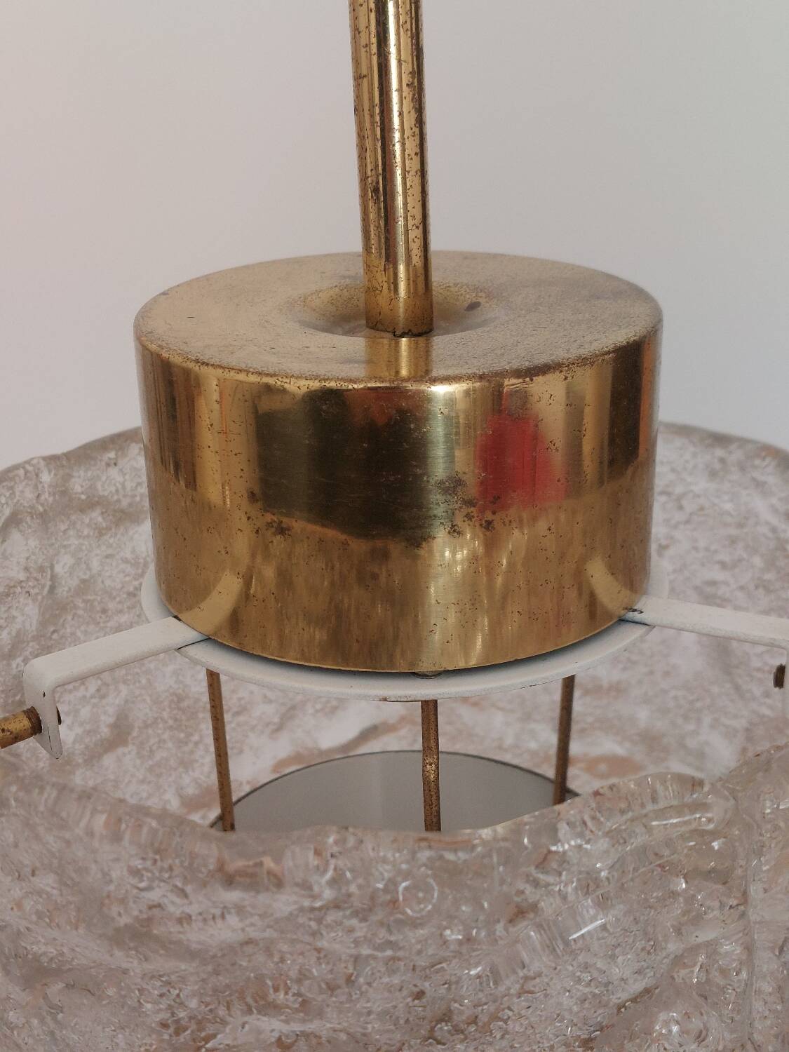 Vintage glass and brass suspension by Hillebrand Germany.