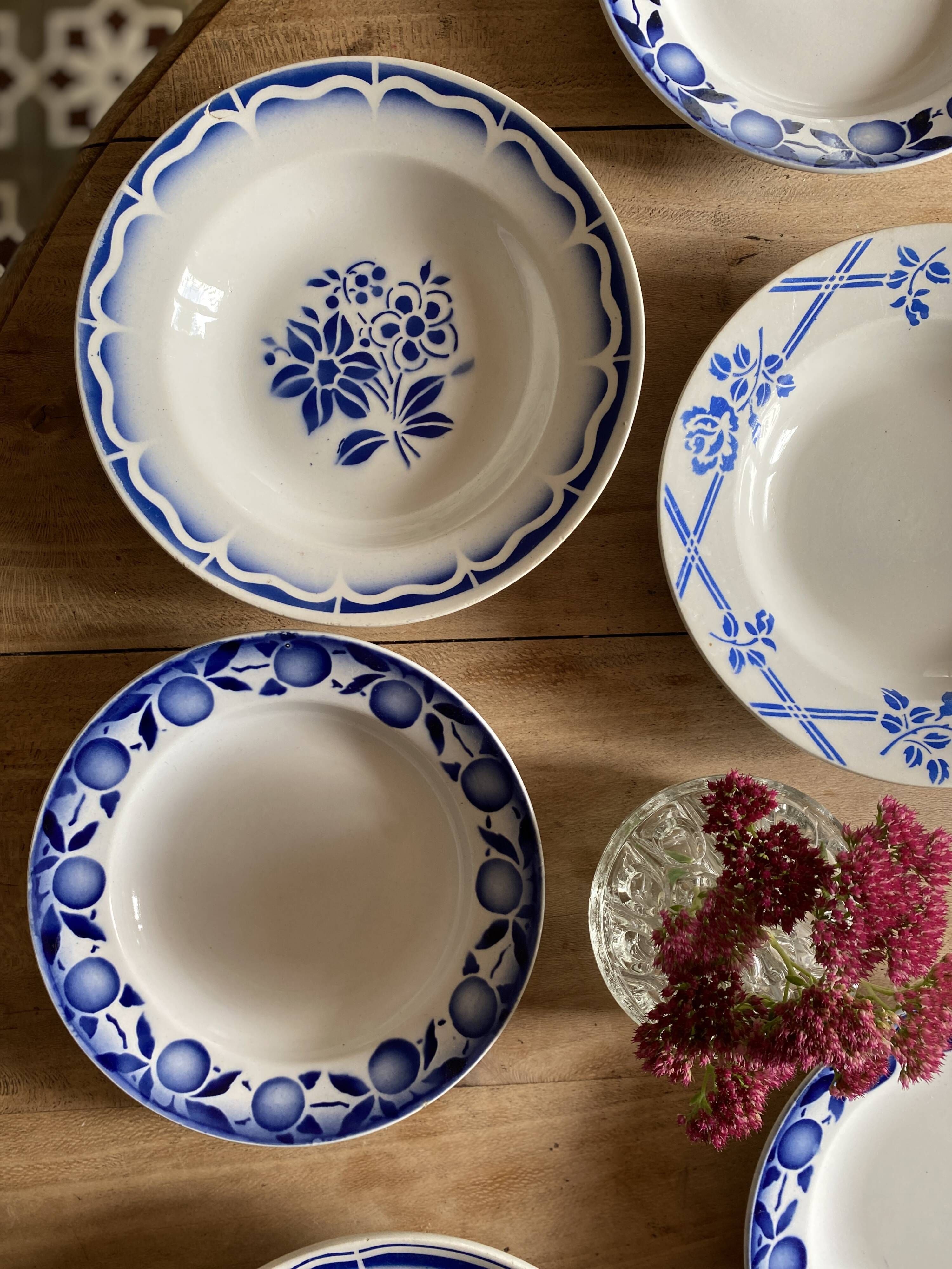 Lot de 6 assiettes creuses vintage dépareillées