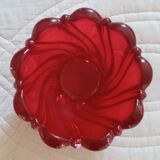 Vintage red blown glass ashtray empty pocket
