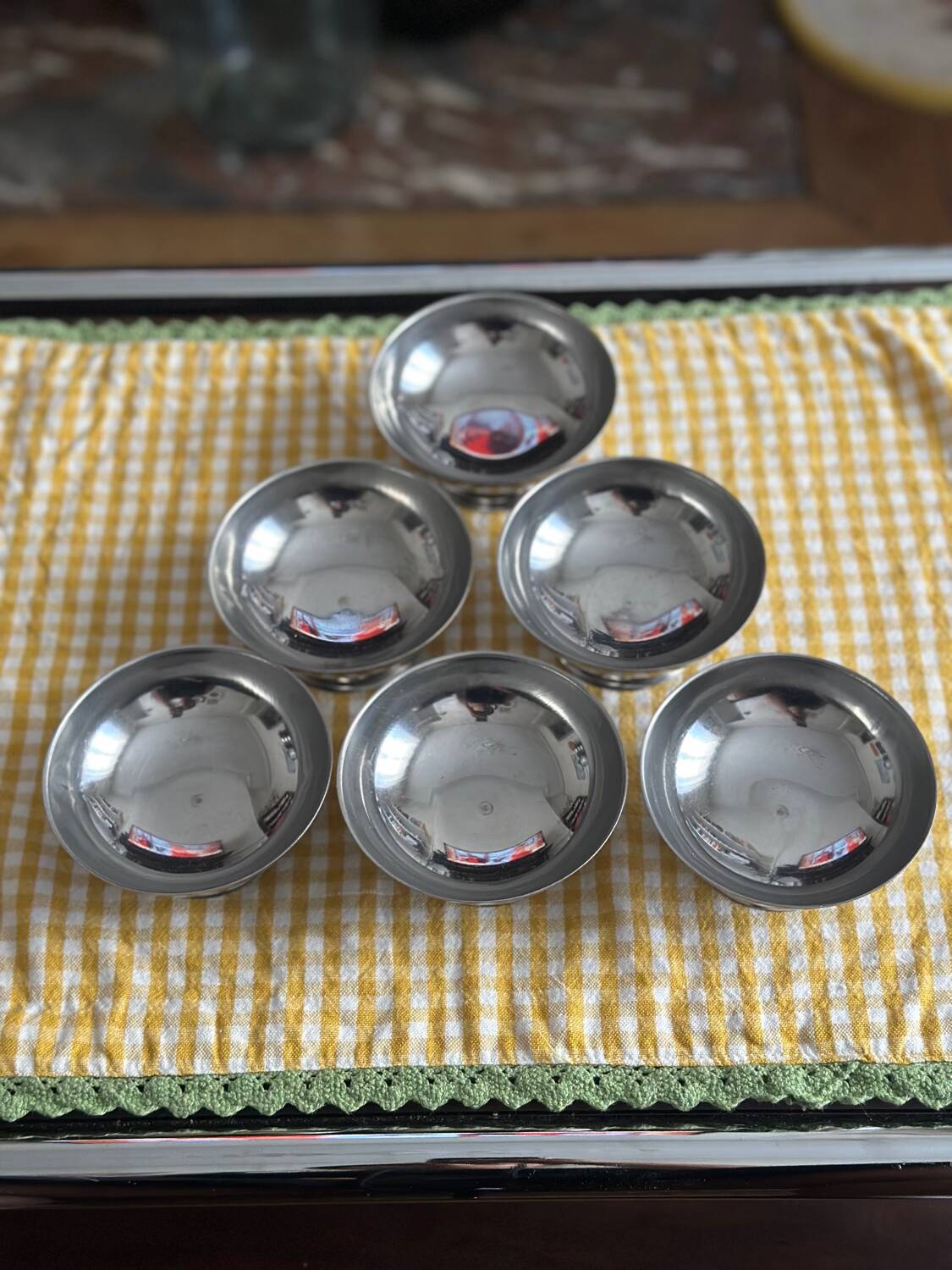 Vintage stainless steel ice cream cups