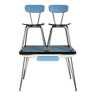 Table formica bleu pied eiffel et ses 2 chaises