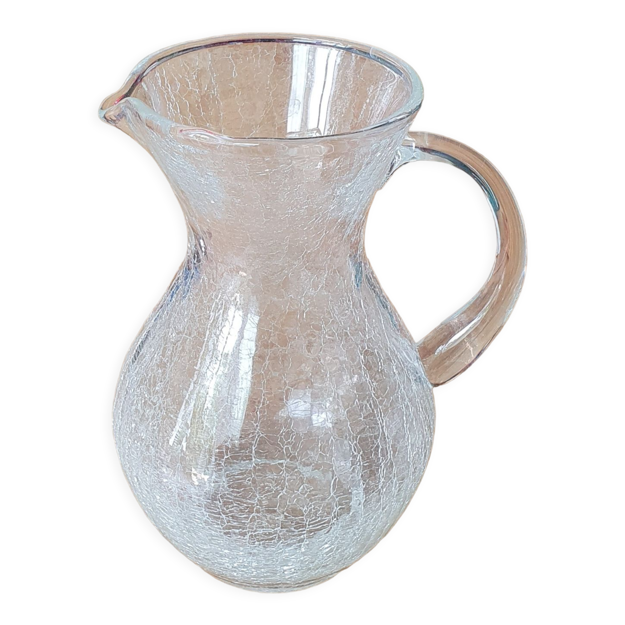 Cracked glass pitcher
