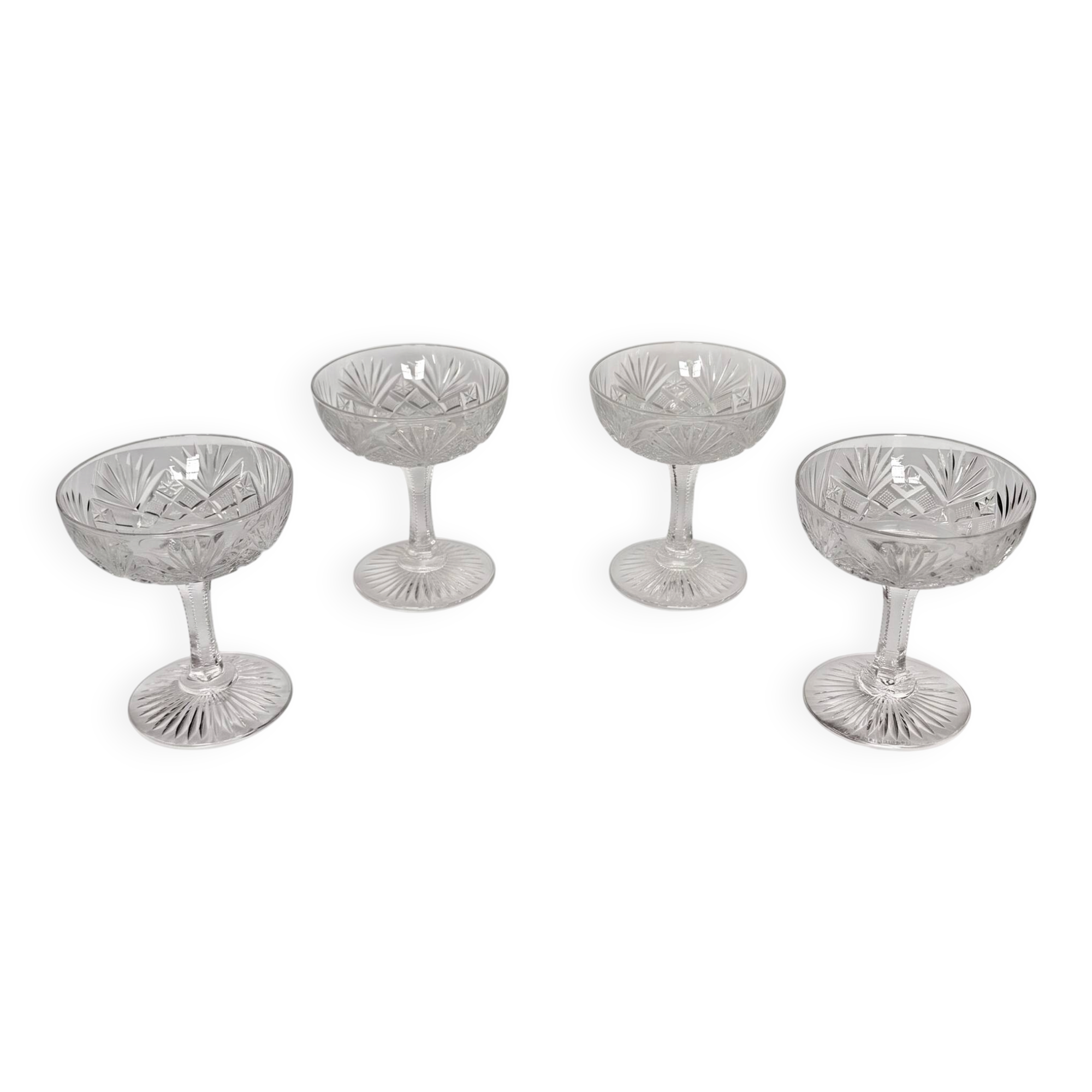 Set of 4 crystal champagne glasses from Saint-Louis | Gavarni model