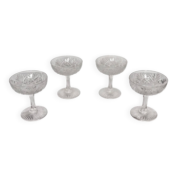 Set of 4 crystal champagne glasses from Saint-Louis | Gavarni model