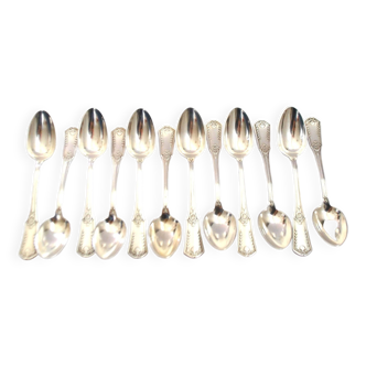 SFAM 12 EMPIRE dessert teaspoons in silver metal model "Sans embarrass" 14.5cm