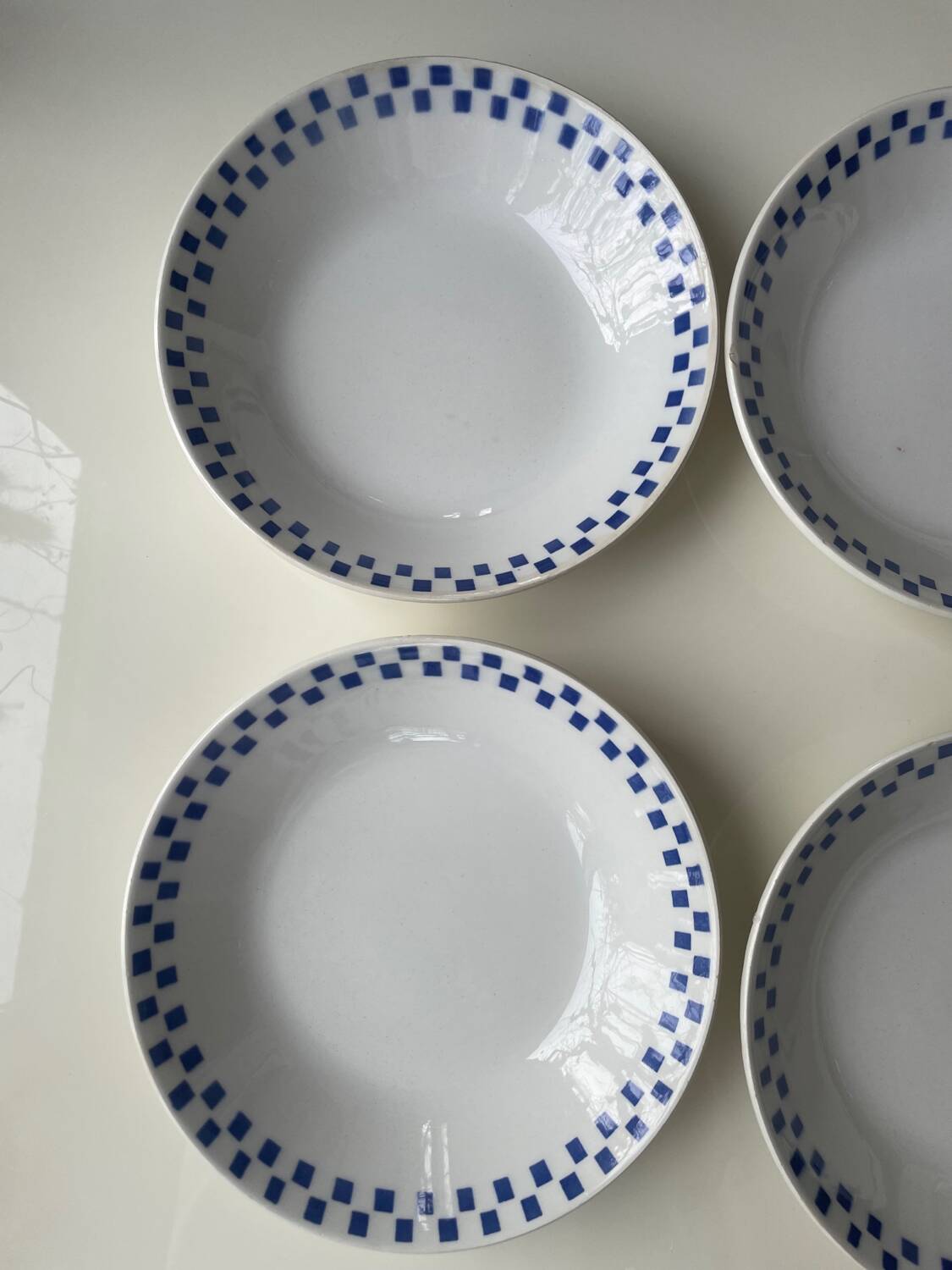 6 “checkerboard” soup plates Moulin des Loups
