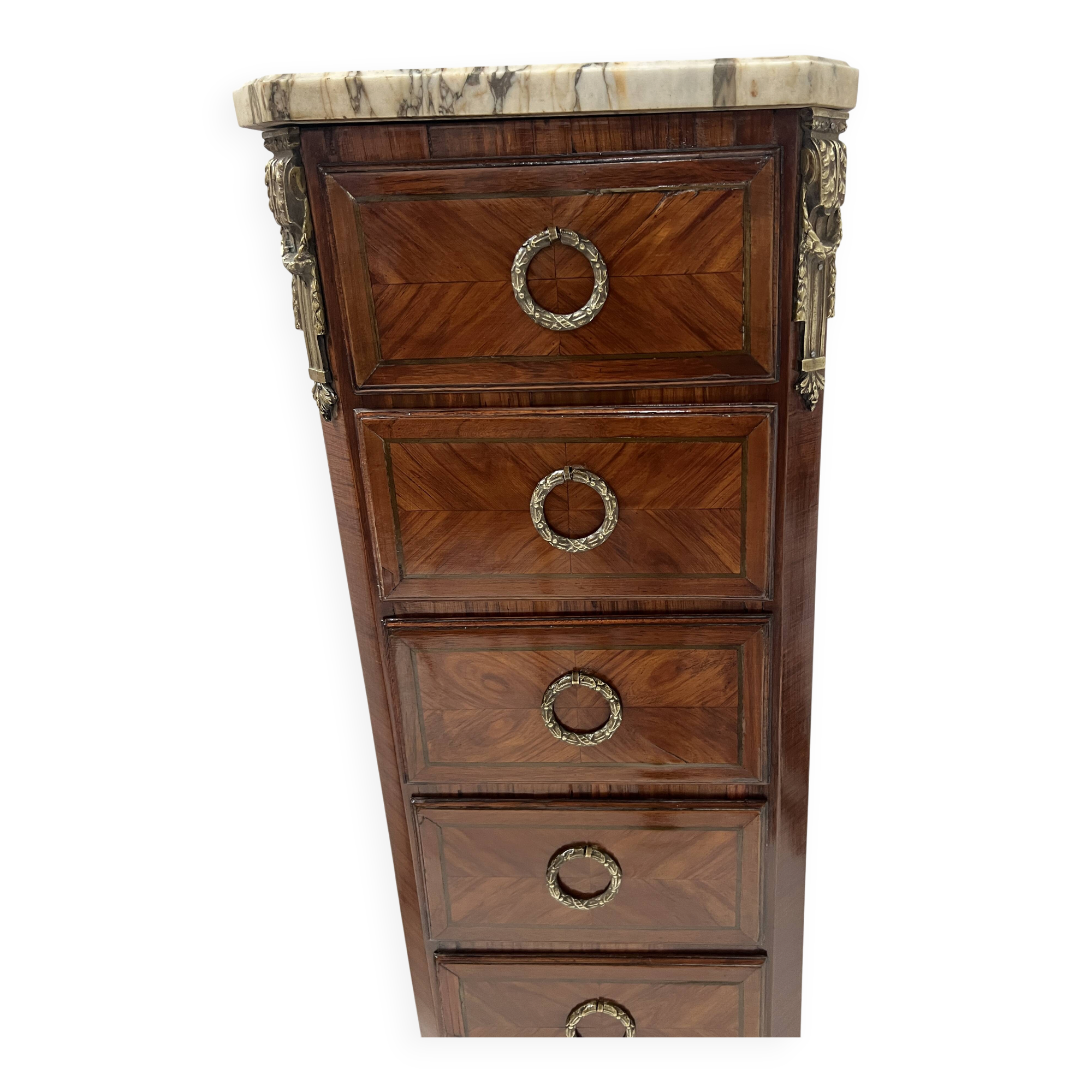 Semainier de style Transition en placage de bois, XXème siècle