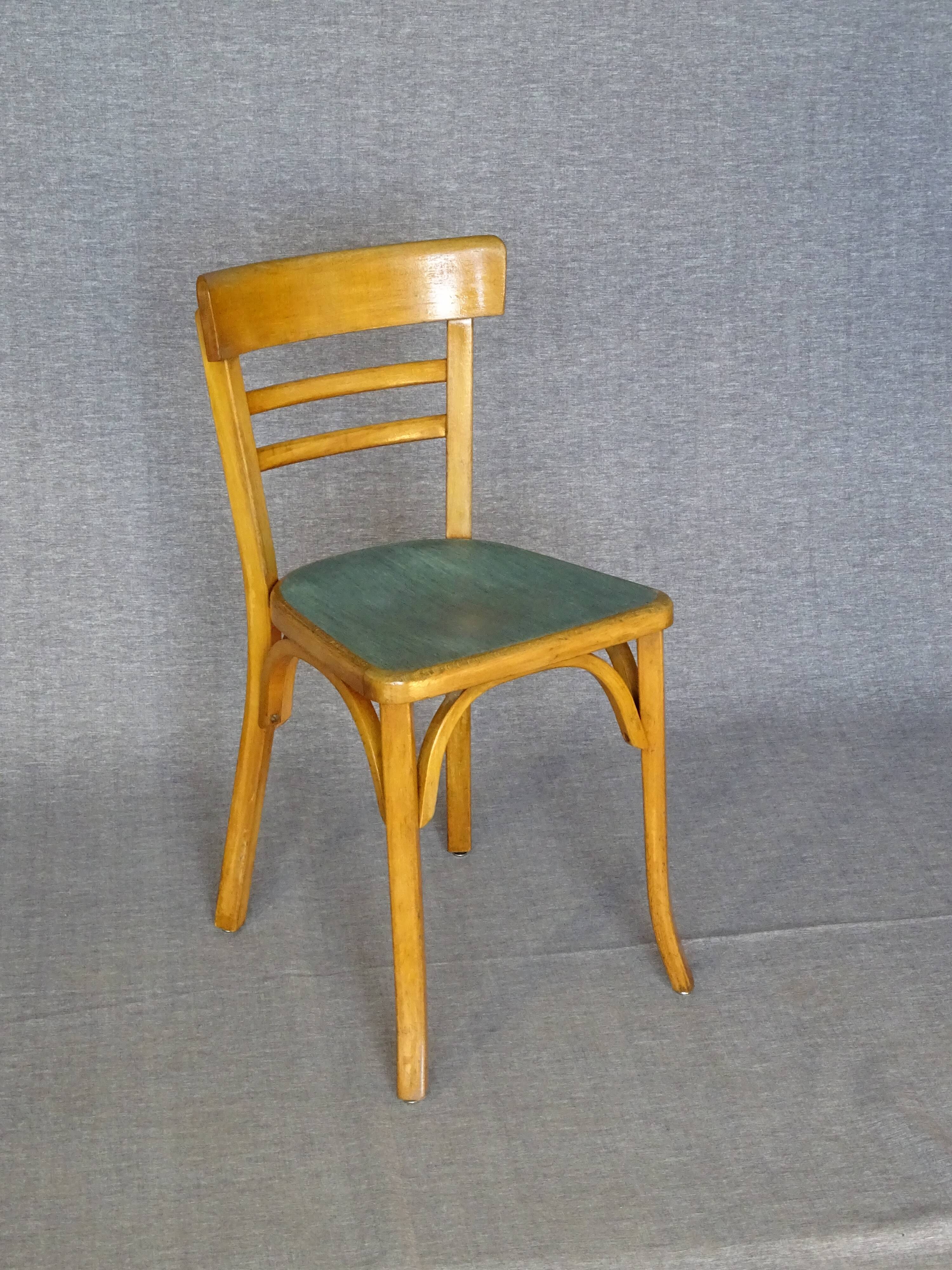 4 baumann chairs 1960 wooden bistro "linoleum"